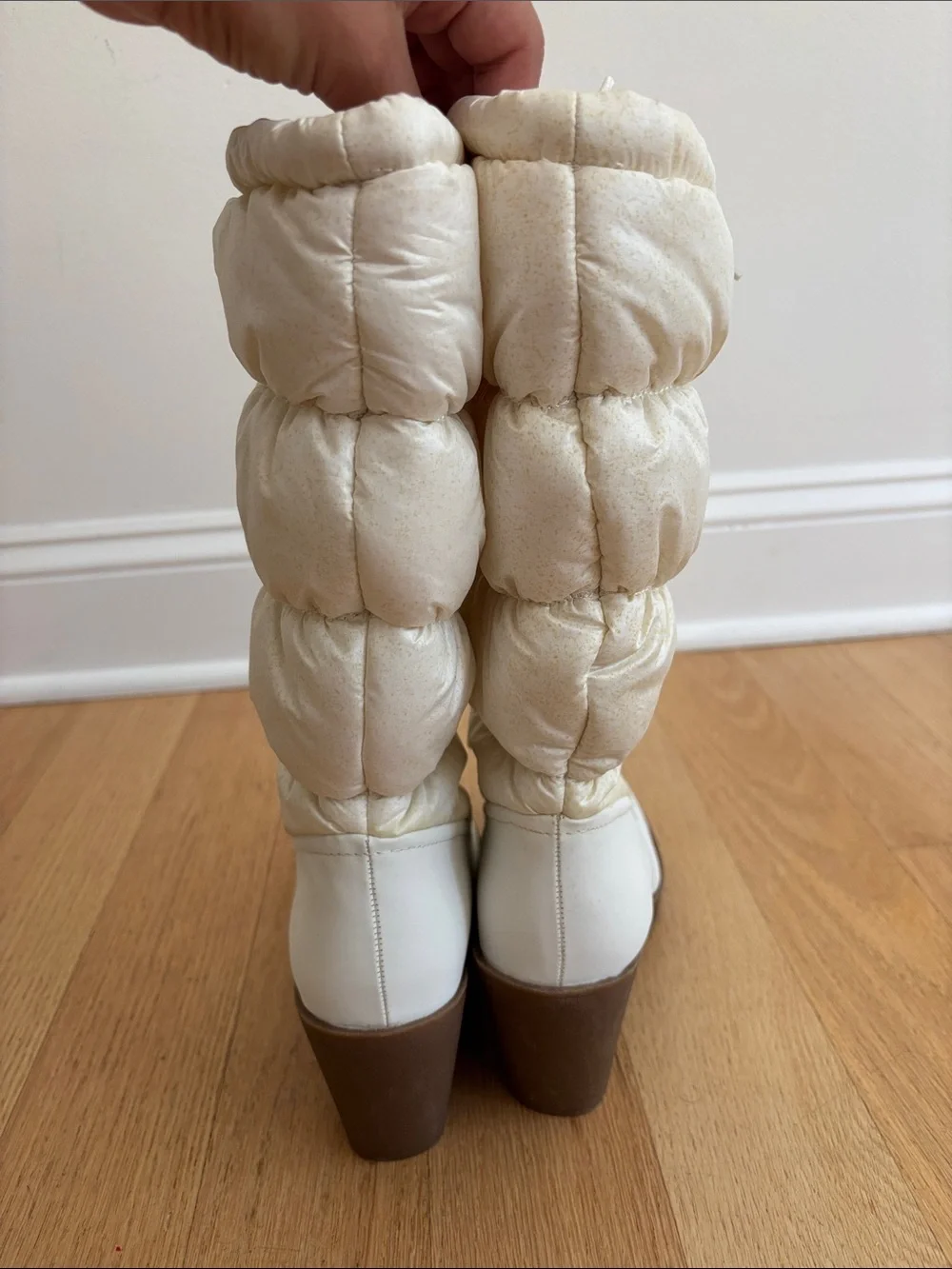 Mudd Cream Quilted Puffer Lace-Top Winter Boots